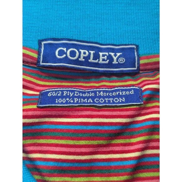 Copley Men's Casablanca Multi-Color Striped Pima Cotton Golf Polo Shirt Size XL - Picture 4 of 9